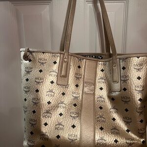 MCM Gold Monogram Tote Luxurious Shopper